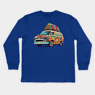 Classic Bus Afrocentric Pattern Kids Long Sleeve T-Shirt